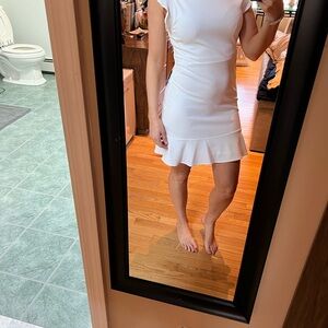 Elegant White Ruffle Hem Dress